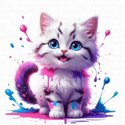 Adorable Paint Splatter Kitten PNG Bundle of 5 Unique Clipart Files Digital File Style Junction – Custom Digital Designs & Apparel