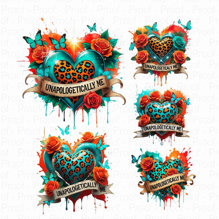 Unapologetically Me PNG – 5 Leopard Heart Afro-Inspired Files Digital File Style-Junction Custom Designs & Prints