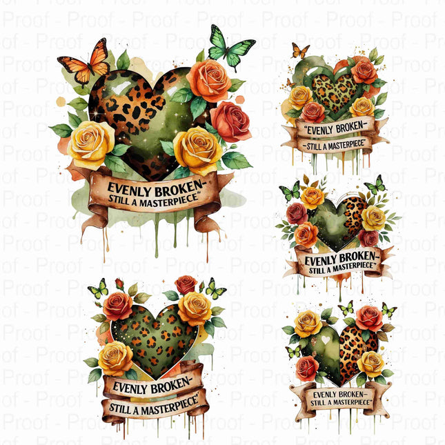 Watercolor Leopard Heart PNG Bundle | “Evenly Broken Still a Masterpiece Digital File Style Junction – Custom Digital Designs & Apparel