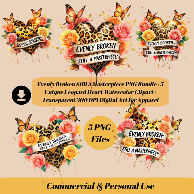 Evenly Broken Still a Masterpiece Watercolor PNG Bundle of 5 Digital File Style Junction – Custom Digital Designs & Apparel