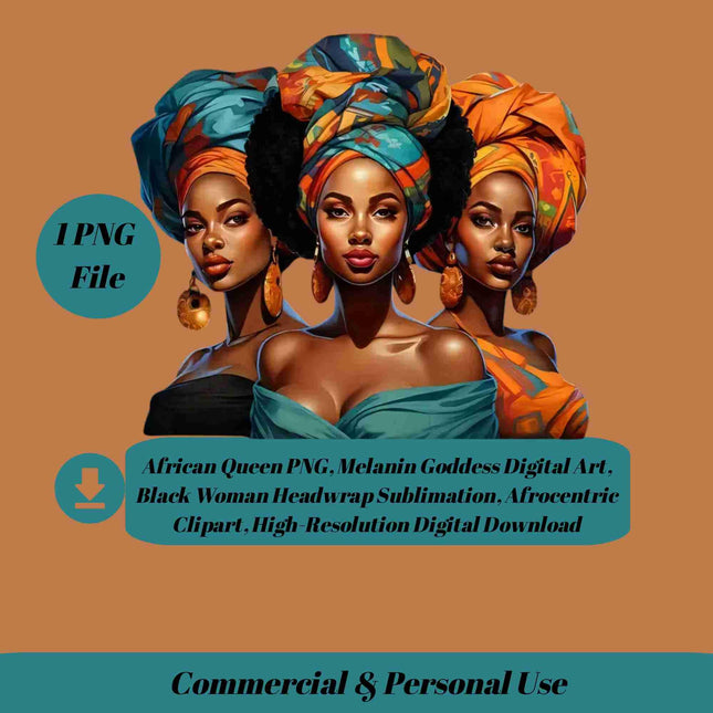 African Queen PNG, Melanin Goddess Digital Art, Black Woman Digital File Style Junction – Custom Digital Designs & Apparel
