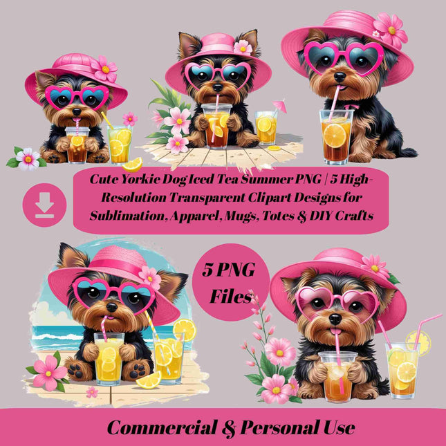 Yorkie Summer Iced Tea PNG Bundle of 5 Digital File Style Junction – Custom Digital Designs & Apparel