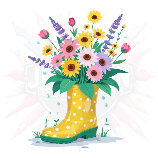Floral Rain Boot Clipart PNG Bundle of 5 Cute Spring Flowers Digital File Style Junction – Custom Digital Designs & Apparel