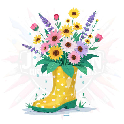 Floral Rain Boot PNGs – 5 Watercolor Spring Garden Clipart Files Digital File Style-Junction Custom Designs & Prints