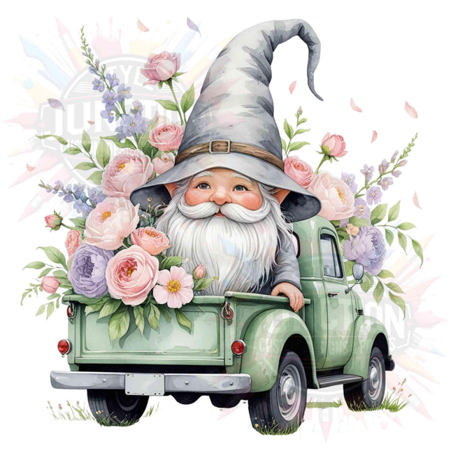 Whimsical Gnome Clipart Bundle of 4 Vintage Light Green Truck Digital File Style Junction – Custom Digital Designs & Apparel