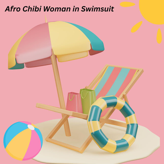 Curvy Afro Chibi Black Beach Girl Clipart Bundle of 12 PNG Files Digital File Style Junction – Custom Digital Designs & Apparel