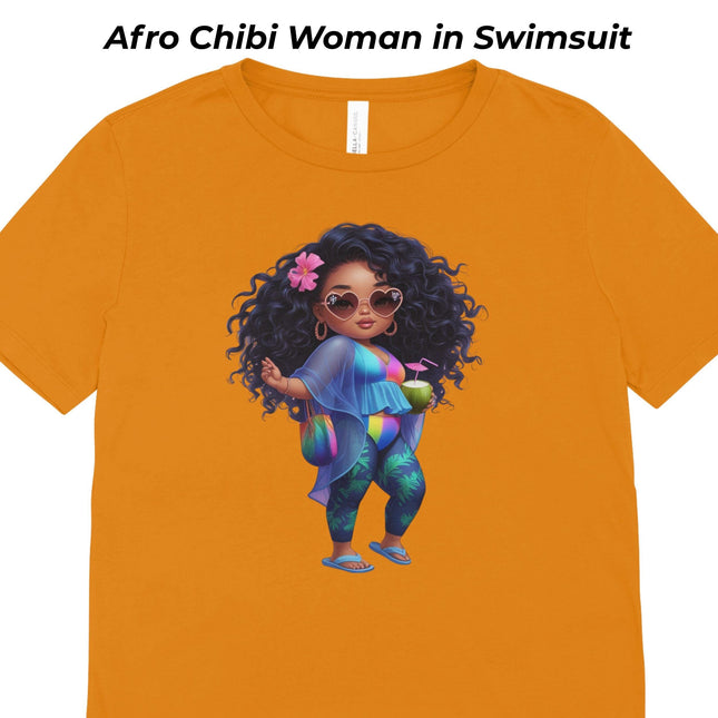 Curvy Afro Chibi Black Beach Girl Clipart Bundle of 12 PNG Files Digital File Style Junction – Custom Digital Designs & Apparel