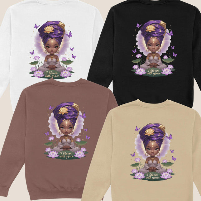 I Bloom with Grace Purple Lotus African Woman PNG Bundle of 5 Digital File Style Junction – Custom Digital Designs & Apparel