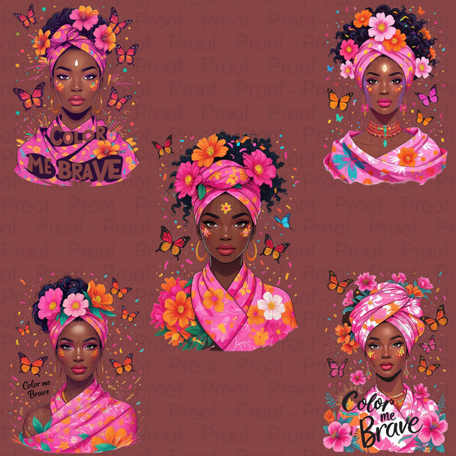 Color Me Brave Floral PNG Bundle of 5 High-Res Transparent Files Digital File Style Junction – Custom Digital Designs & Apparel