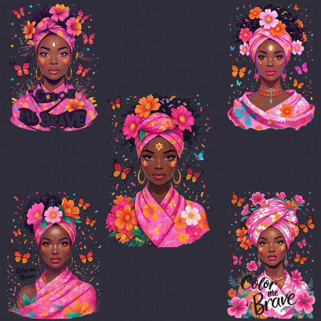 Color Me Brave Floral PNG Bundle of 5 High-Res Transparent Files Digital File Style Junction – Custom Digital Designs & Apparel