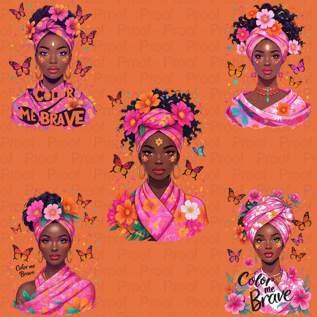 Color Me Brave Floral PNG Bundle of 5 High-Res Transparent Files Digital File Style Junction – Custom Digital Designs & Apparel