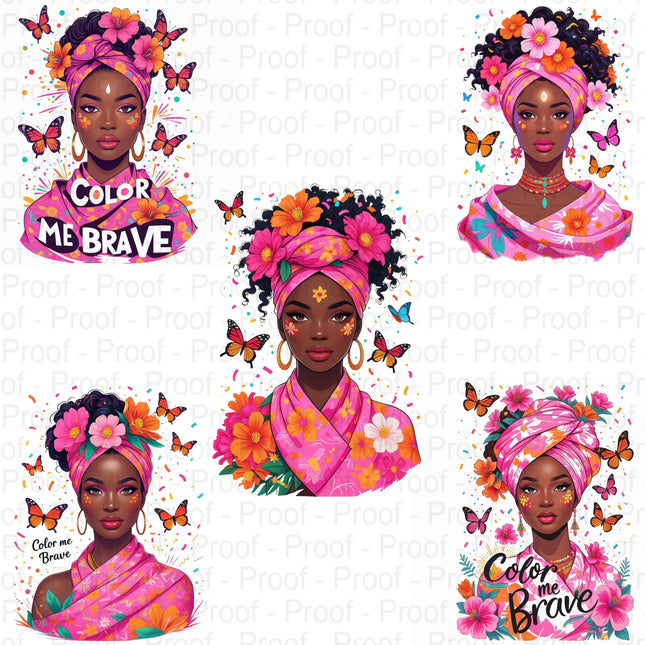 Color Me Brave Floral PNG Bundle of 5 High-Res Transparent Files Digital File Style Junction – Custom Digital Designs & Apparel