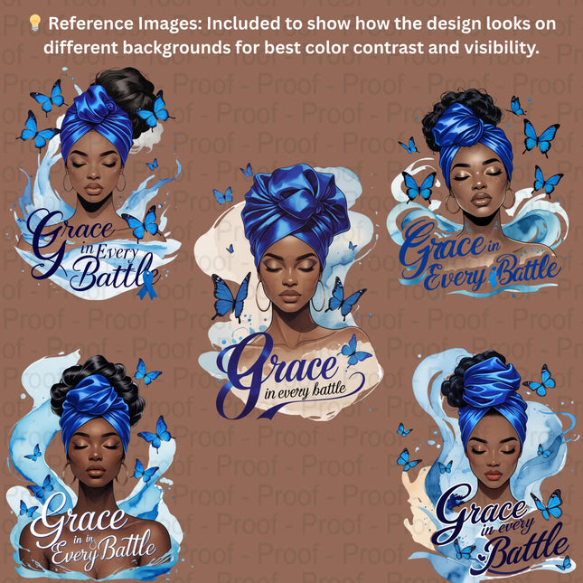 Grace in Every Battle PNG Bundle of 5 Blue Awareness Digital File Style Junction – Custom Digital Designs & Apparel