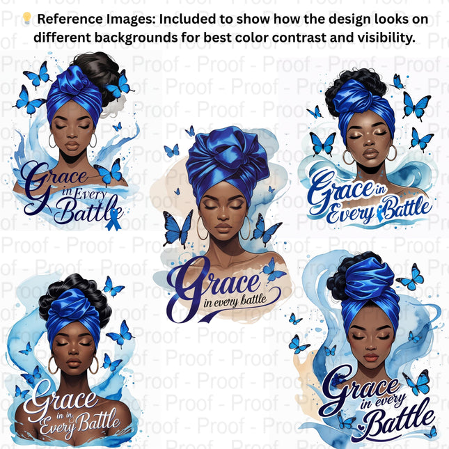 Grace in Every Battle PNG Bundle of 5 Blue Awareness Digital File Style Junction – Custom Digital Designs & Apparel