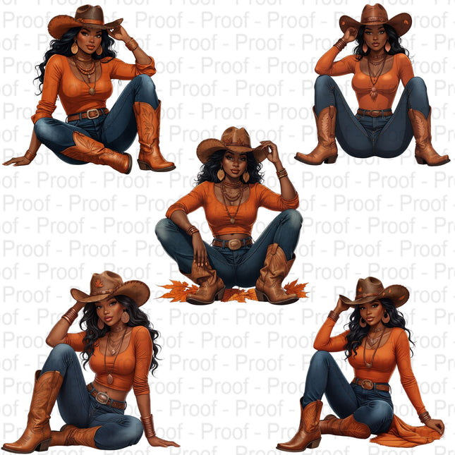 Autumn Cowgirl PNG Bundle of 5 High-Res Fall Western Files Digital File Etsy