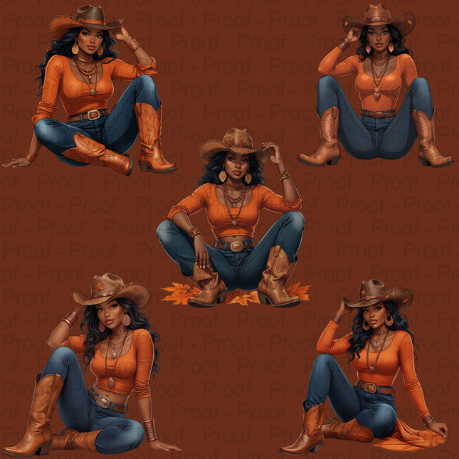 Autumn Cowgirl PNG Bundle of 5 High-Res Fall Western Files Digital File Etsy