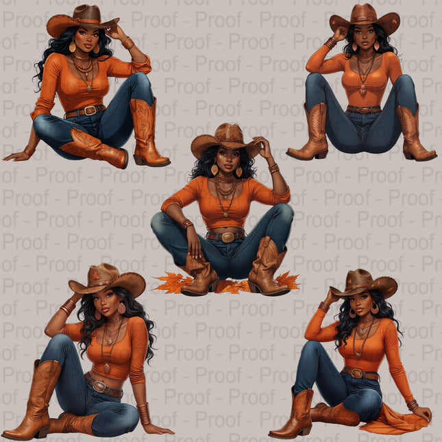 Autumn Cowgirl PNG Bundle of 5 High-Res Fall Western Files Digital File Etsy