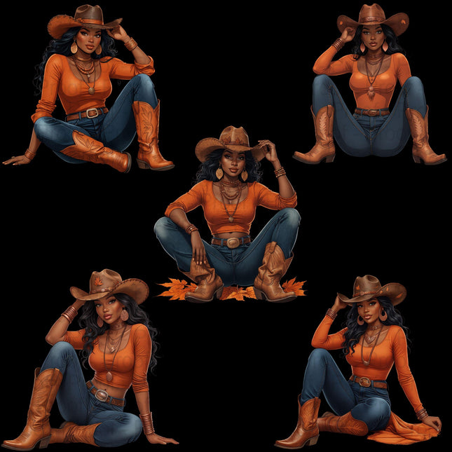 Autumn Cowgirl PNG Bundle of 5 High-Res Fall Western Files Digital File Etsy