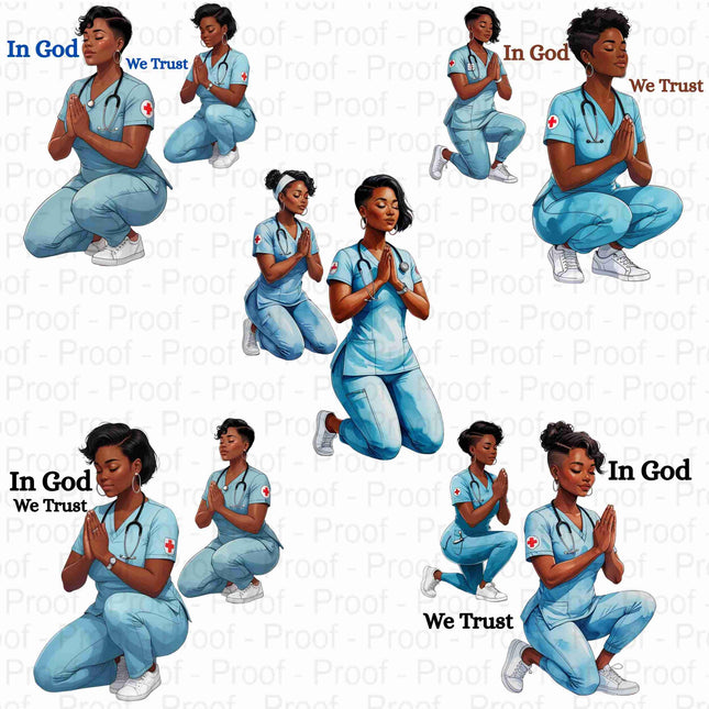 Praying Black Nurses PNG Bundle of 5-Digital Download Digital File Style Junction – Custom Digital Designs & Apparel