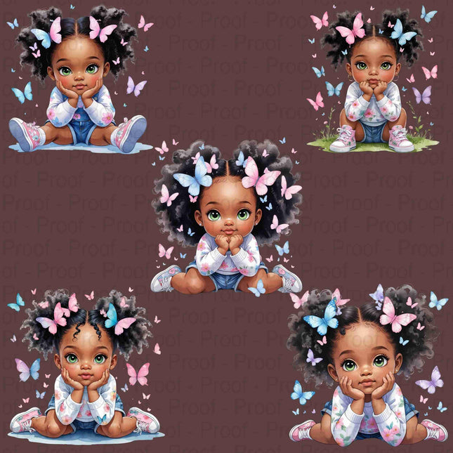 5 Black Toddler Girl Butterfly Clipart PNGs | Digital Files for Shirts Digital File Style Junction – Custom Digital Designs