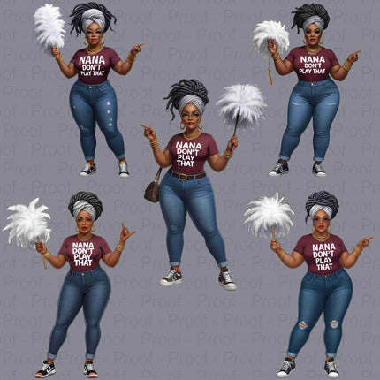 Curvy Nana PNG Bundle – “Nana Don’t Play That” Clipart Set Digital File Style-Junction Custom Designs & Prints