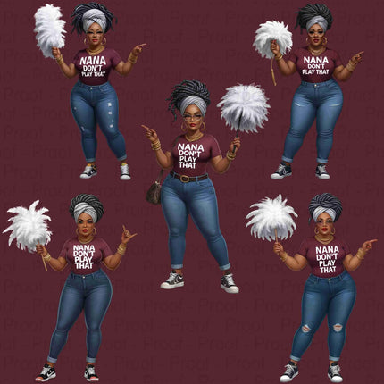 Curvy Nana PNG Bundle – “Nana Don’t Play That” Clipart Set Digital File Style-Junction Custom Designs & Prints