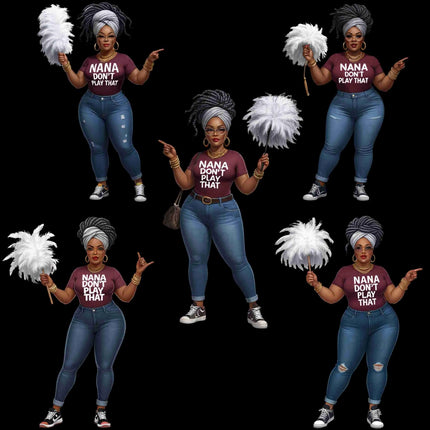 Curvy Nana PNG Bundle – “Nana Don’t Play That” Clipart Set Digital File Style-Junction Custom Designs & Prints