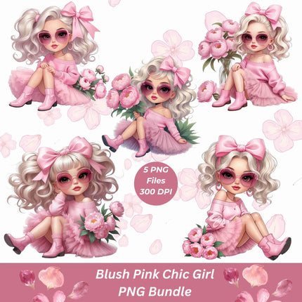 Blush Pink Chic Girl PNG – 5 Fashion Clipart Files Bundle Digital File Style-Junction Custom Designs & Prints