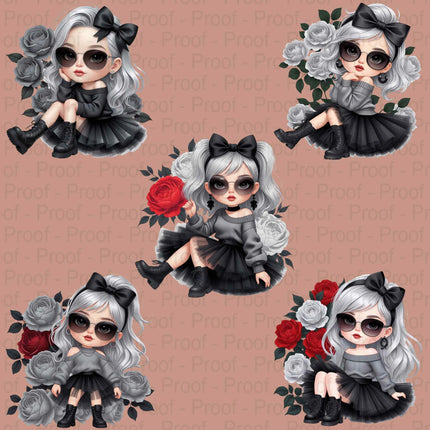 Monochrome Queen PNG Bundle – 5 Grayscale Fashion Clipart Files Digital File Style-Junction Custom Designs & Prints