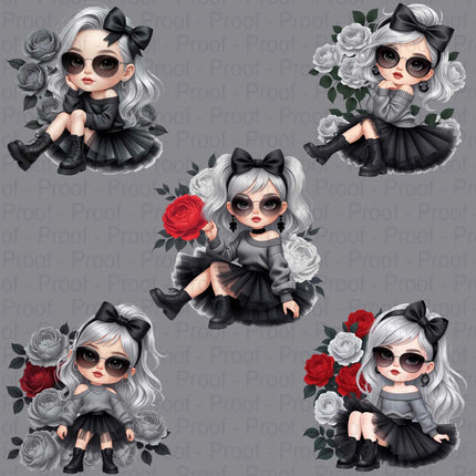Monochrome Queen PNG Bundle – 5 Grayscale Fashion Clipart Files Digital File Style-Junction Custom Designs & Prints