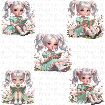 Vintage Spring Blossom Girl PNG Bundle – 5 High-Res Clipart Files Digital File Style-Junction Custom Designs & Prints