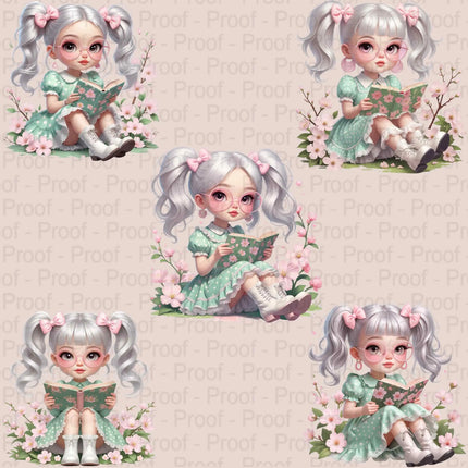 Vintage Spring Blossom Girl PNG Bundle – 5 High-Res Clipart Files Digital File Style-Junction Custom Designs & Prints