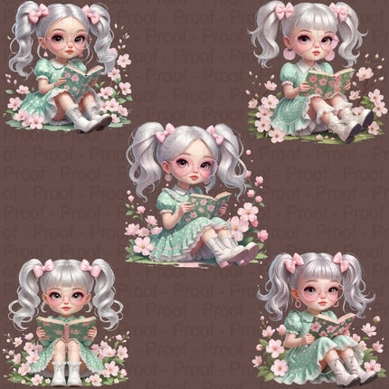 Vintage Spring Blossom Girl PNG Bundle – 5 High-Res Clipart Files Digital File Style-Junction Custom Designs & Prints