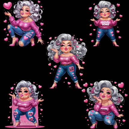 Sassy Glam Grandma PNG – 5 High-Res Sublimation Clipart Files Digital File Style-Junction Custom Designs & Prints