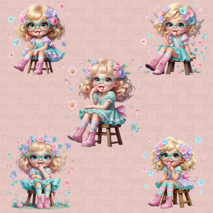 Pastel Girl PNG Bundle – 5 High-Res Clipart Files for Sublimation Digital File Style-Junction Custom Designs & Prints