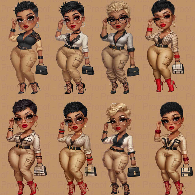 Curvy Chic Woman PNG Bundle of 8 High-Res Transparent Files Digital File Style Junction – Custom Digital Designs & Apparel