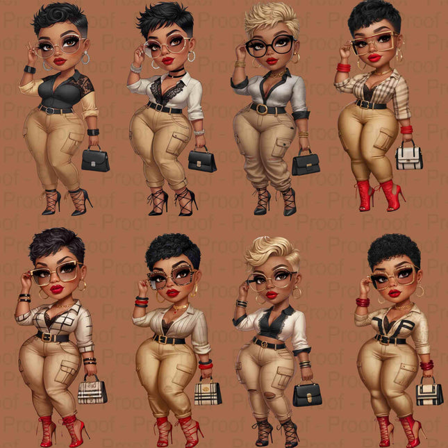 Curvy Chic Woman PNG Bundle of 8 High-Res Transparent Files Digital File Style Junction – Custom Digital Designs & Apparel