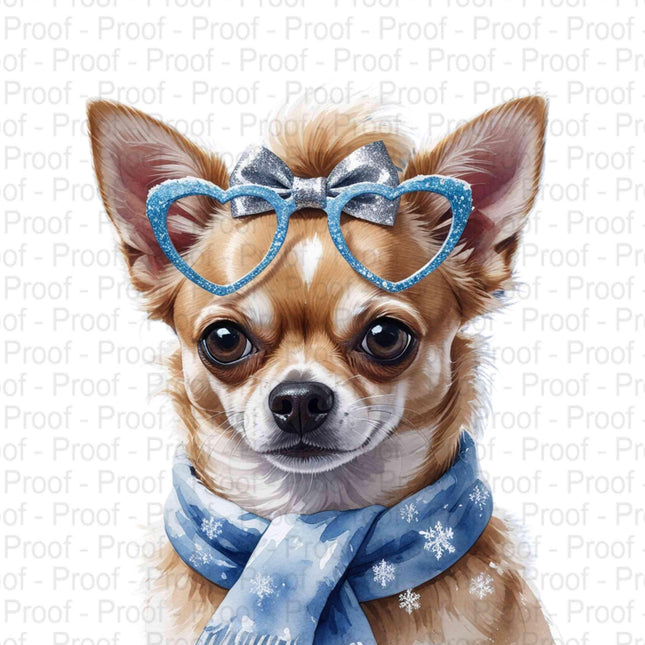 Winter Chihuahua Watercolor Art - 4 Transparent Background PNG Files Digital File Style Junction – Custom Digital Designs & Apparel