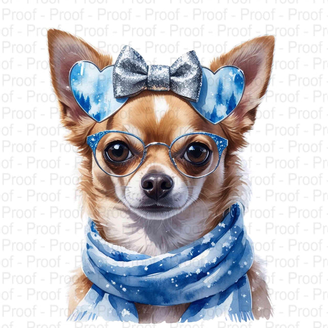 Winter Chihuahua Watercolor Art - 4 Transparent Background PNG Files Digital File Style Junction – Custom Digital Designs & Apparel