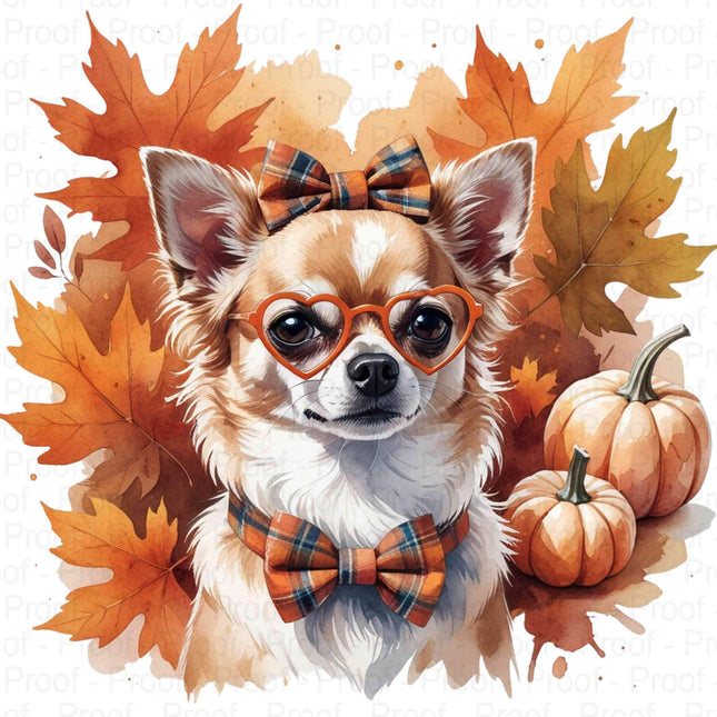 Autumn Chihuahua Watercolor Art 4 PNG Files Digital File Style Junction – Custom Digital Designs & Apparel