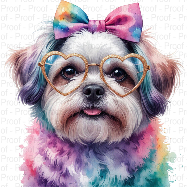 Adorable Watercolor Shih Tzu PNG Bundle of 4 Cute Fluffy Puppy Digital File Style Junction – Custom Digital Designs & Apparel