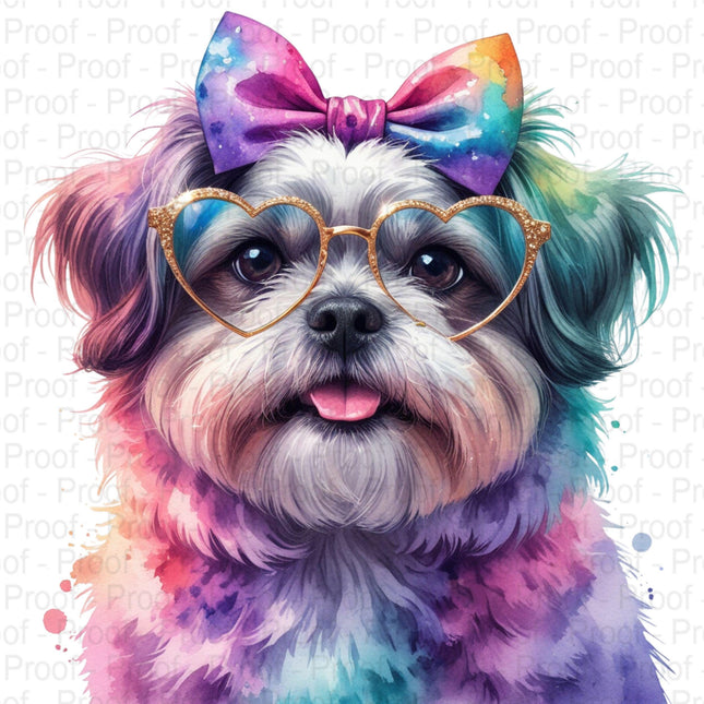Adorable Watercolor Shih Tzu PNG Bundle of 4 Cute Fluffy Puppy Digital File Style Junction – Custom Digital Designs & Apparel