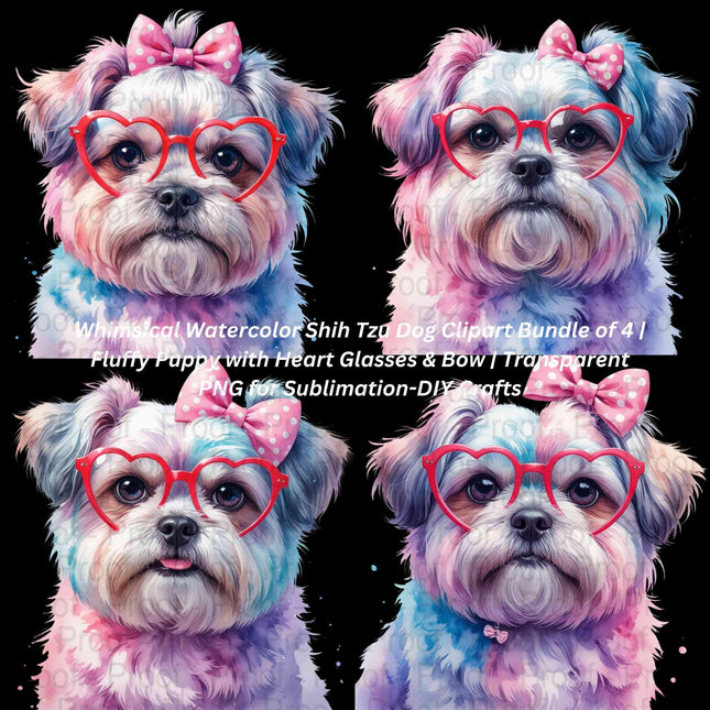 Whimsical Watercolor Shih Tzu Dog Clipart Bundle of 4 Digital File Style Junction – Custom Digital Designs & Apparel