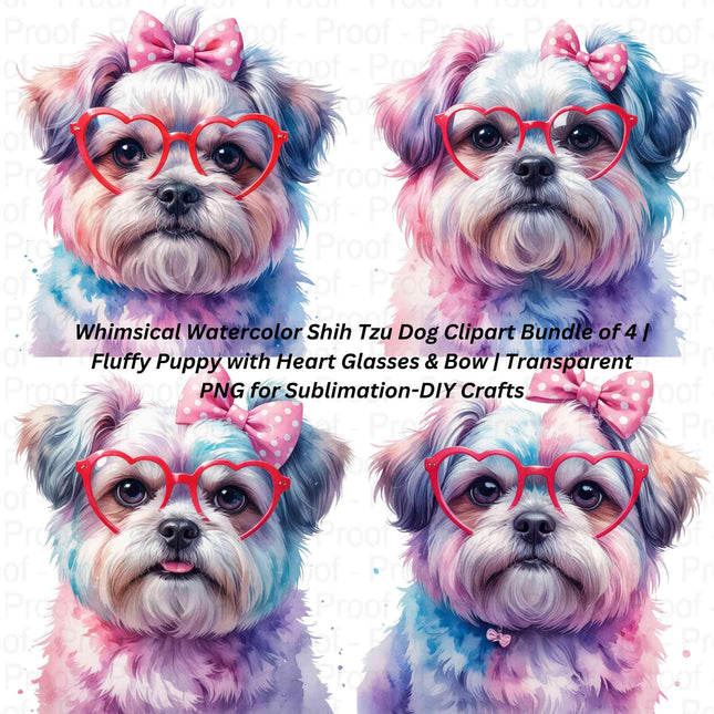 Whimsical Watercolor Shih Tzu Dog Clipart Bundle of 4 Digital File Style Junction – Custom Digital Designs & Apparel