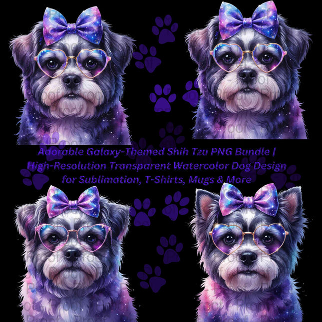 Adorable Galaxy-Themed Shih Tzu PNG Bundle of 4 Digital File Style Junction – Custom Digital Designs & Apparel