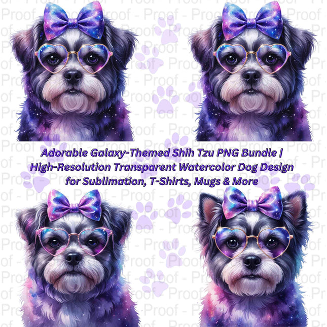 Adorable Galaxy-Themed Shih Tzu PNG Bundle of 4 Digital File Style Junction – Custom Digital Designs & Apparel