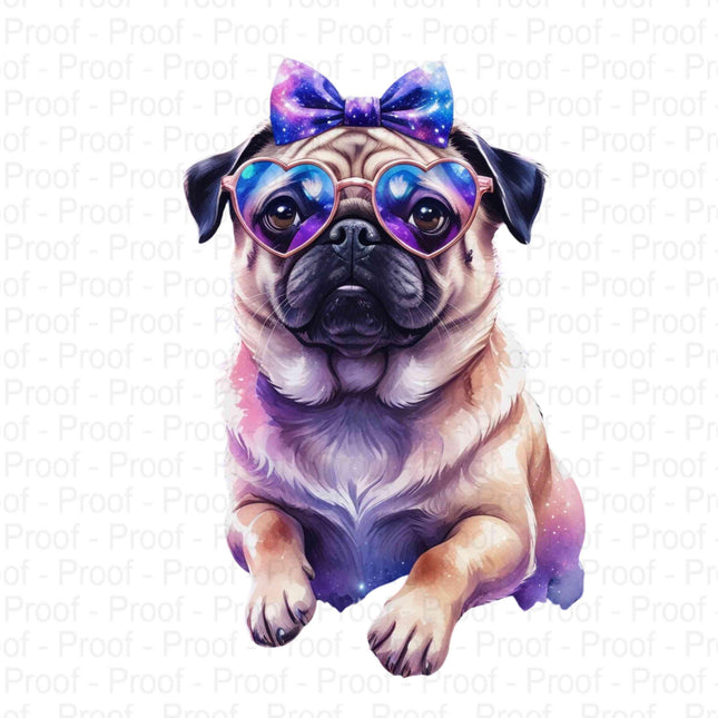 Cosmic Galaxy Pug PNG Bundle of 4 Files | Watercolor Space Pug Digital File Style Junction – Custom Digital Designs & Apparel