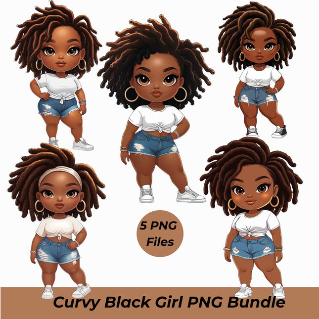 Curvy Black Girl #2 PNG Bundle of 5 High-Res Transparent Files Digital File Style Junction – Custom Digital Designs & Apparel
