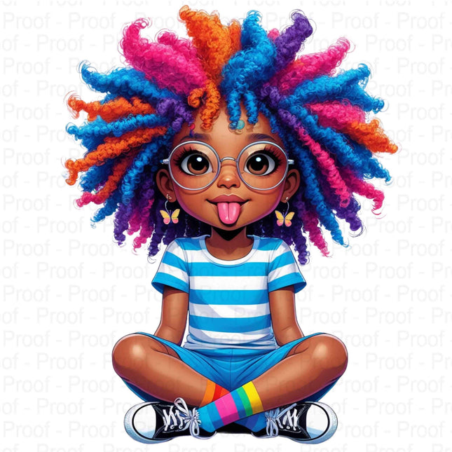 Vibrant Curly-Haired Girl PNG Bundle of 5 Digital File Style Junction – Custom Digital Designs & Apparel