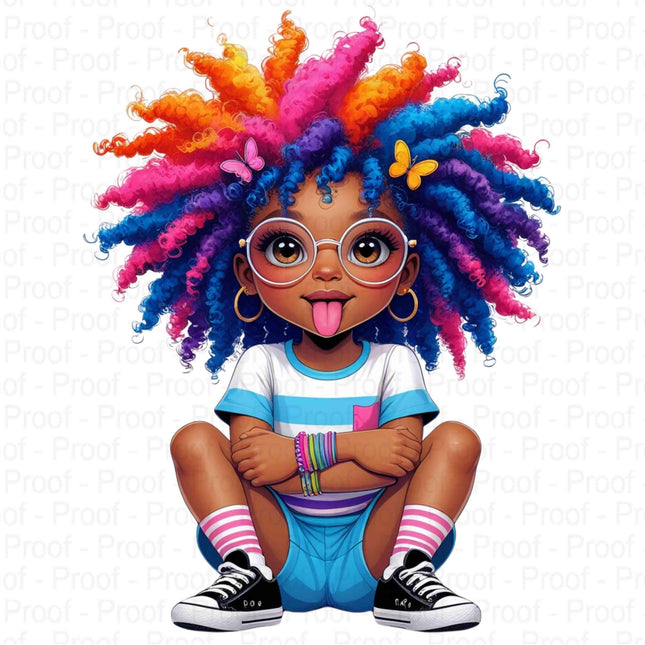 Vibrant Curly-Haired Girl PNG Bundle of 5 Digital File Style Junction – Custom Digital Designs & Apparel